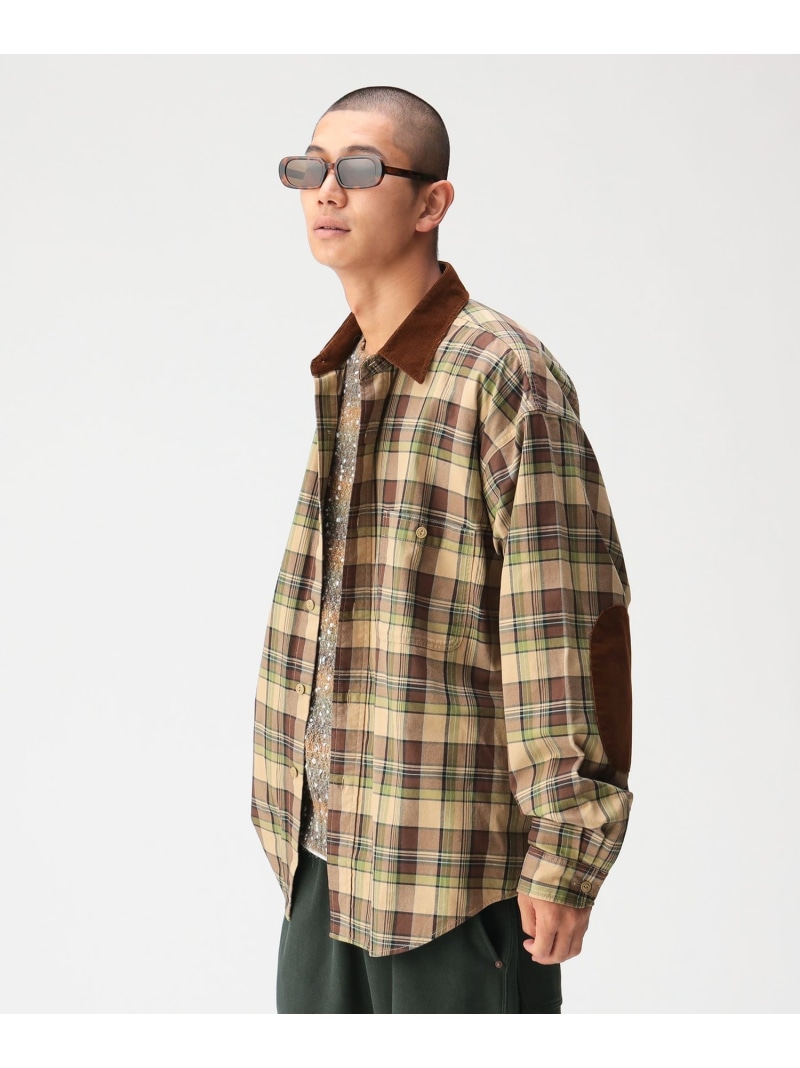 BEAMS ワーク チェック シャツ 【ワイドフィット】 ビームス メン トップス シャツ・ブラウス ネイビー ブラウン【先行予約】*【送料無料】｜ Fashion Men