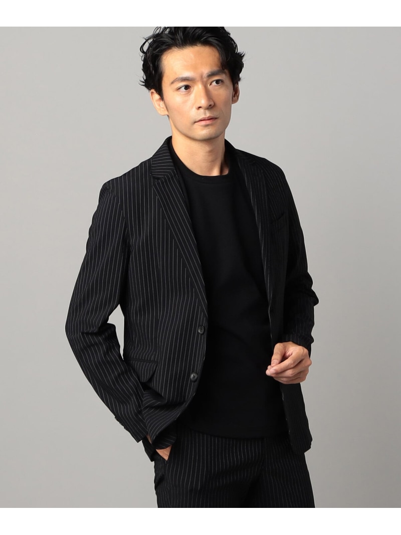【SALE／55%OFF】COMME CA MEN 【人付き合い冷感】【セットアップ相応う】【メリルハイテンション】縞模様 上衣 コムサメン ジャケット・アウター テーラードジャケット・ブレザー 黒いこと 米国海軍【RBA_E】【貨物輸送無料】 コート・ジャケット-メンズファッション
