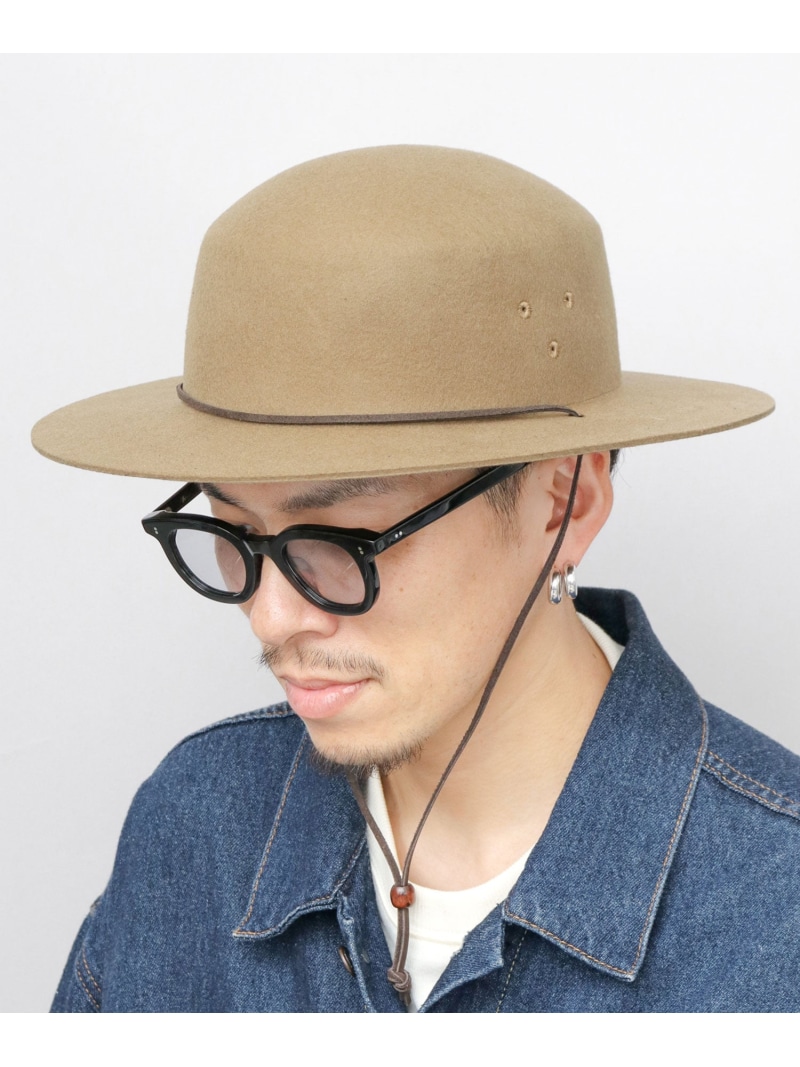 ReqHatter ハット メンズ 帽子 サファリハット つば広 無地 シンプル ウール 秋 冬 エー.エム.エス. 帽子 ハット ブラック ベージュ カーキグリーン【送料無料】