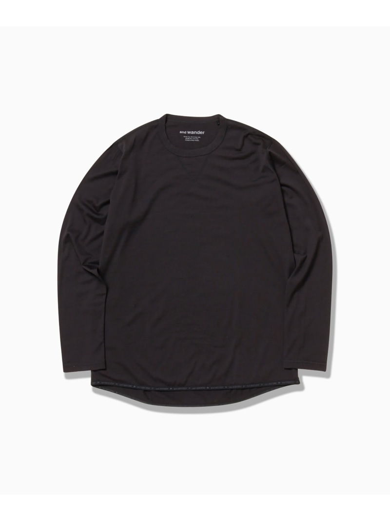 and wander merino base LS T アンドワンダー トップス カットソー・Tシャツ グレー ホワイト ブラック ブルー【送料無料】