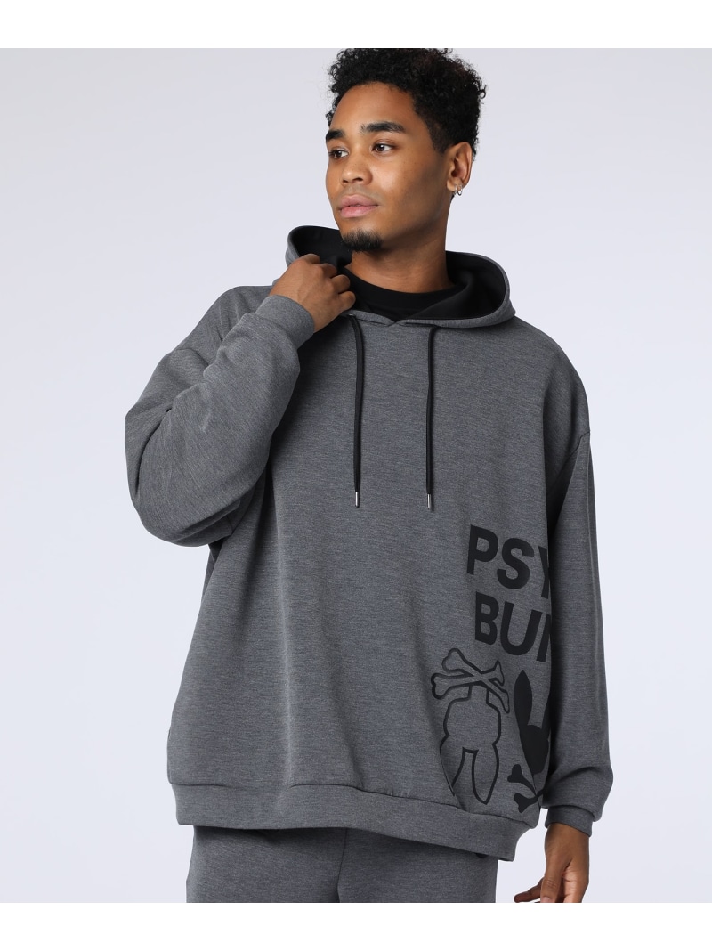 【SALE／30%OFF】Psycho Bunny [WEB限定]ダンボール サイドロゴワイドパーカ サイコバニー トップス パーカー・フーディー グレー ブラック【RBA_E】【送料無料】