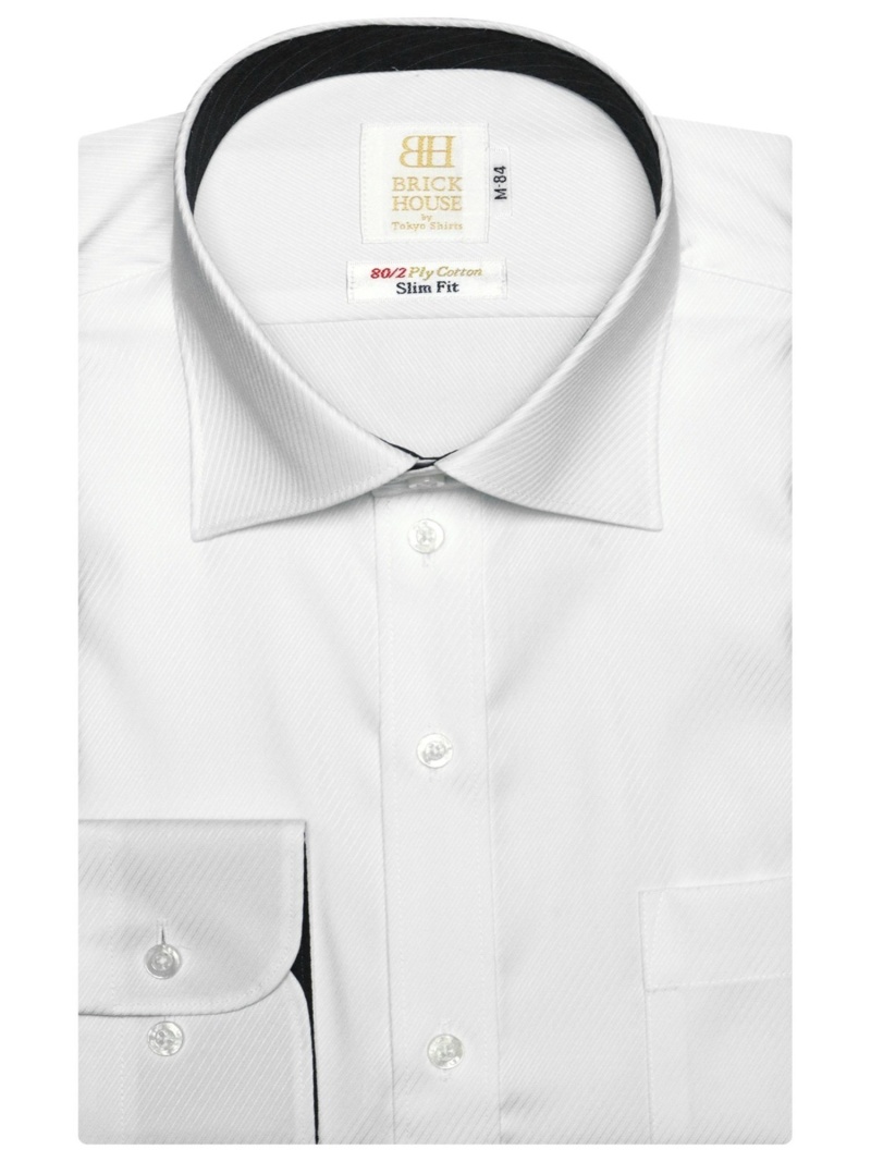 【楽天市場】【SALE／60%OFF】TOKYO SHIRTS (M)形態安定 ノーアイロン 長袖ワイシャツ ワイド 白×斜めストライプ織柄