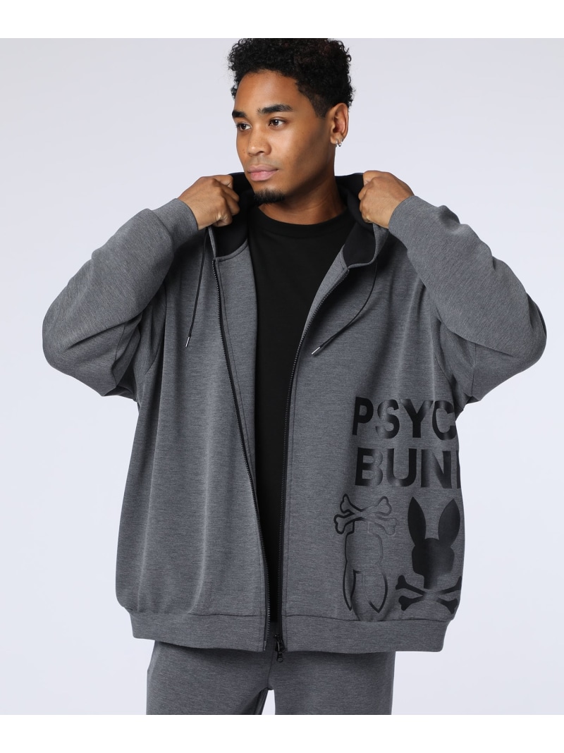 【SALE／30%OFF】Psycho Bunny [WEB限定]ダンボール サイドロゴワイドジップパーカ サイコバニー トップス パーカー・フーディー グレー ブラック【RBA_E】【送料無料】｜ Fashion Men