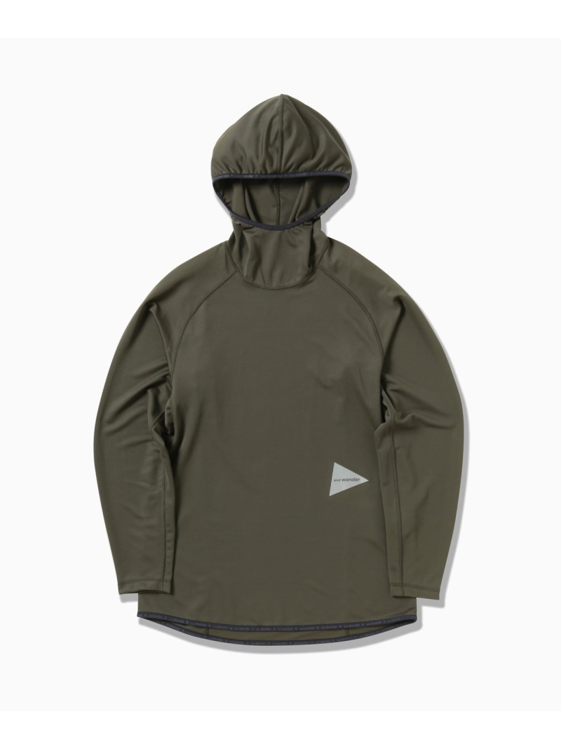and wander dry jersey LS hoodie アンドワンダー トップス カットソー・Tシャツ カーキグリーン ブラック【送料無料】