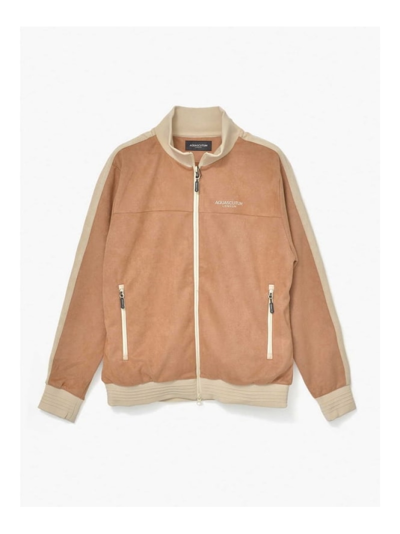【SALE／50%OFF】Aquascutum GOLF GOLF MEN スウェード調トラックジャケット アクアスキュータム トップス カットソー・Tシャツ ブラック ベージュ【RBA_E】【送料無料】
