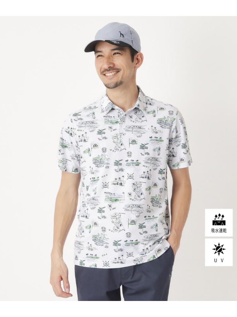 【SALE/30%OFF】adabat 【吸水速乾/UVカット】リンクスプリント半袖ポロシャツ アダバット トップス ポロシャツ ピンク【RBA_E】【送料無料】| Fashion Men
