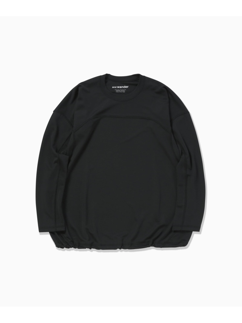 and wander dry jersey  LS T (W) アンドワンダー トップス カットソー・プルオーバー 黒いこと カーキ緑であること【貨物輸送無料】