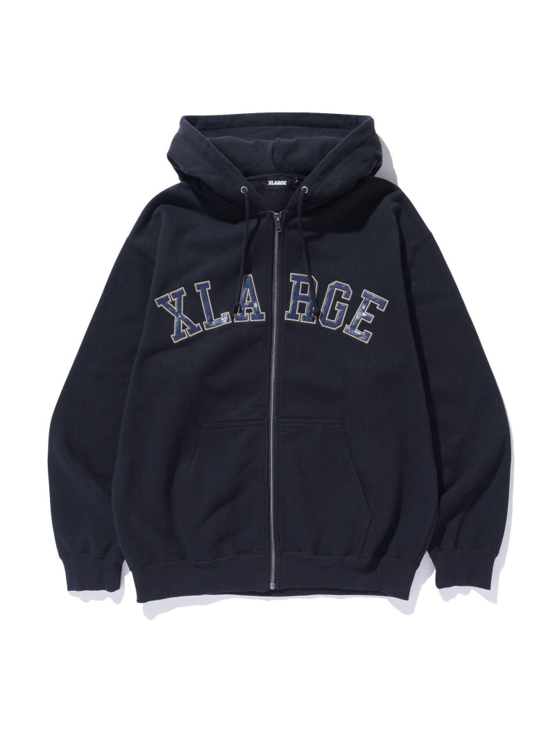 XLARGE PERFORATED LEATHER LOGO ZIP UP HOODED SWEATSHIRT エクストララージ トップス パーカー・フーディー ブラック【送料無料】｜ Fashion Men