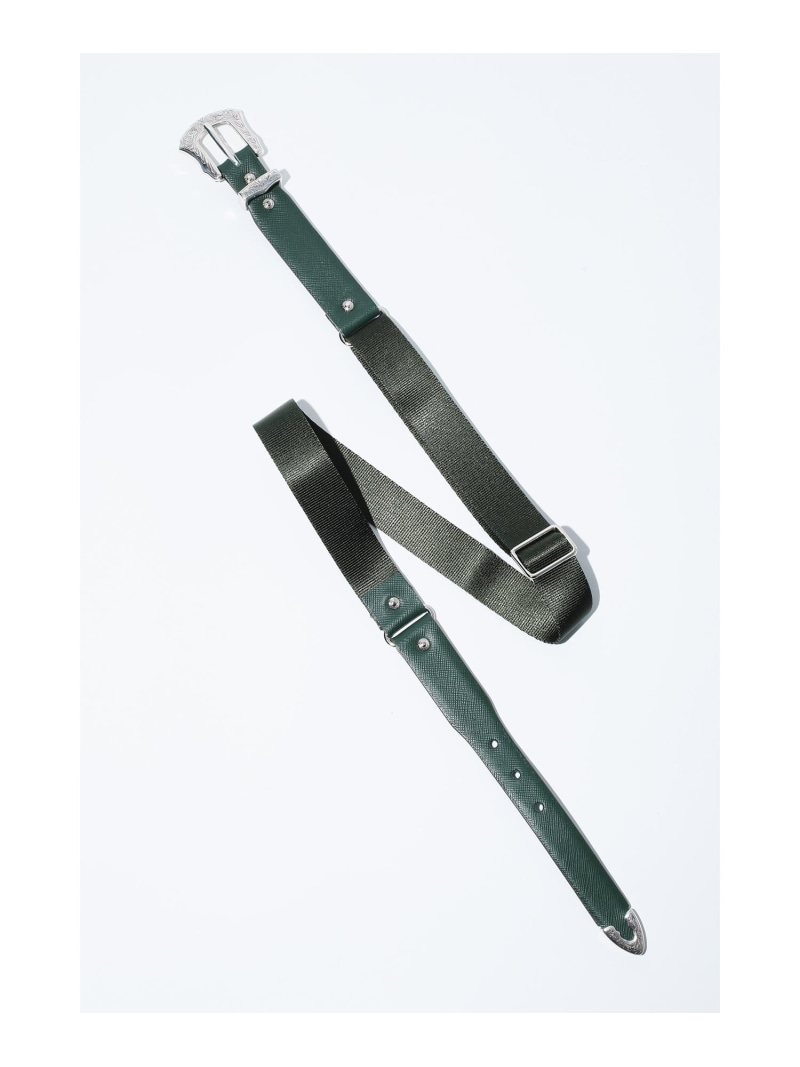 TOGA TOO Nylon buckle belt トゥーガ 流行り物雑貨 胴締め 緑であること 黒いこと【貨物輸送無料】