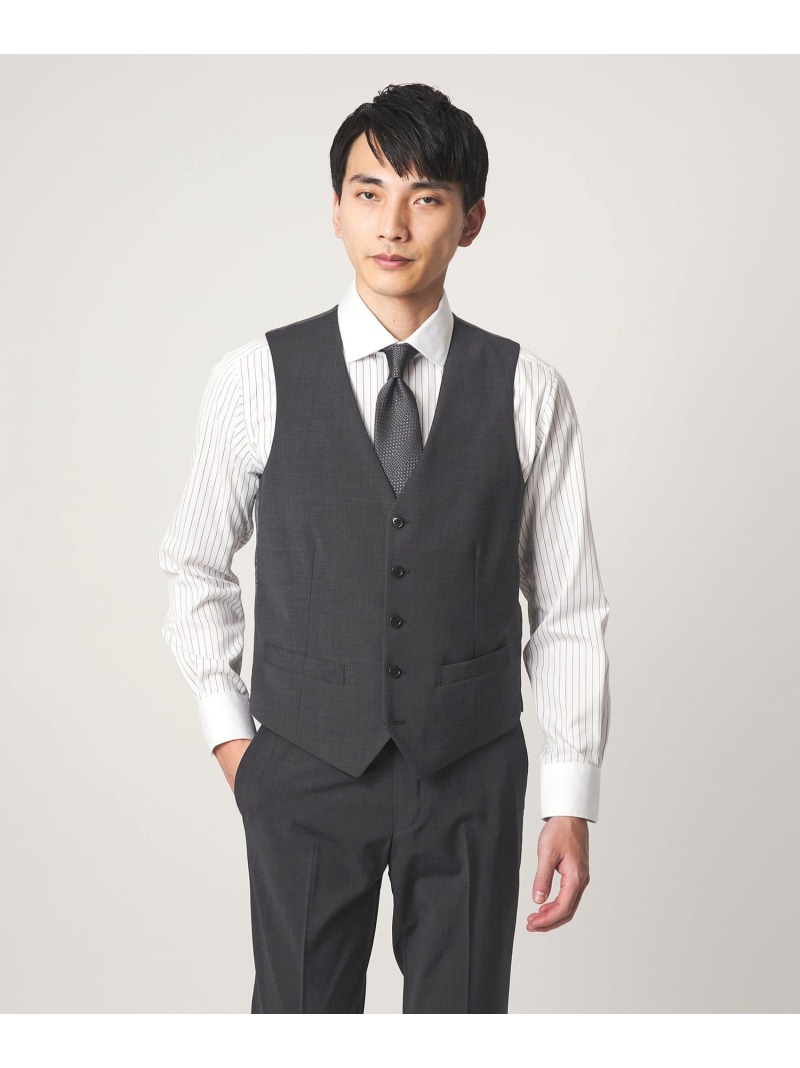 UNITED ARROWS green label relaxing A+ TWPU トロピカル無地 スリム 5B セットアップ ベスト -ウォッシャブル- ユナイテッドアローズ グリーンレーベルリラクシング スーツ・フォーマル スーツベスト ブラック グレー ブラウン ネイビー【送料無料】| Fashion Men
