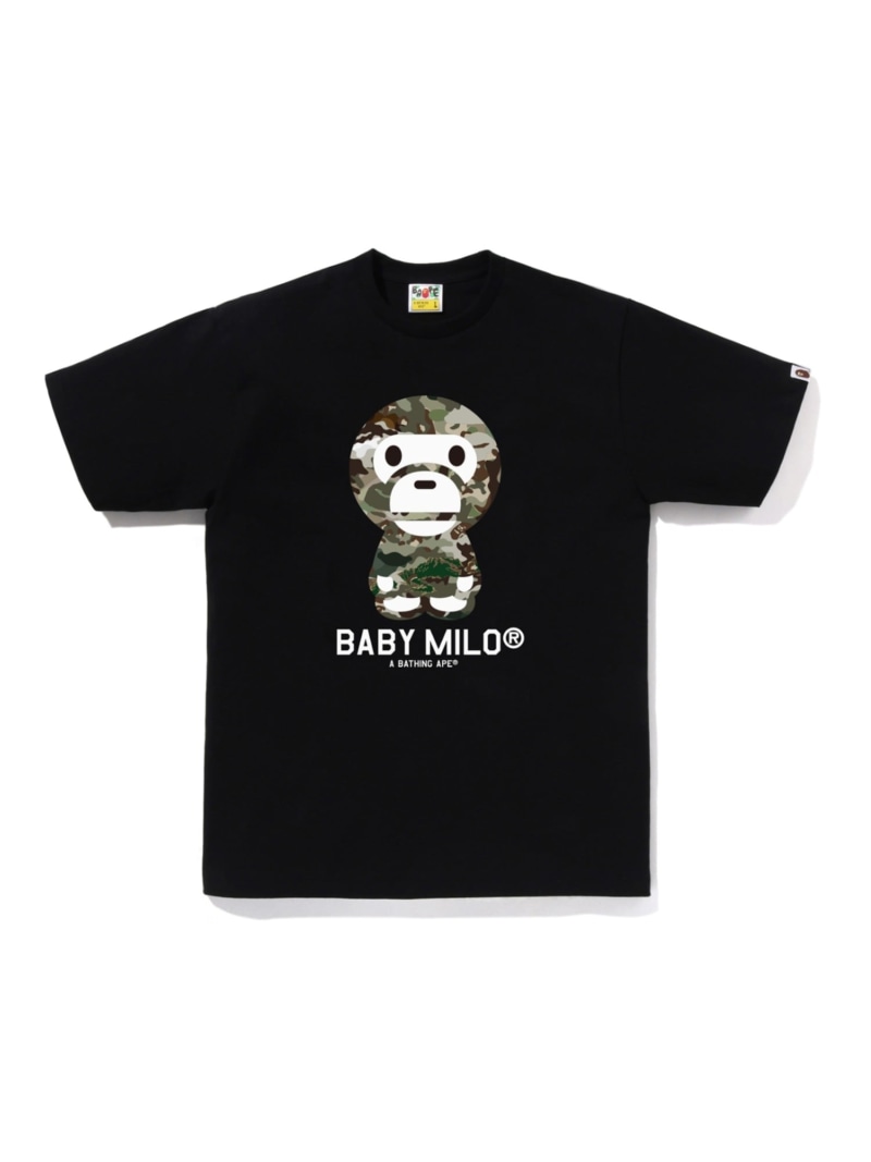 A BATHING APE HYBRID CAMO BABY MILO TEE ア ベイシング エイプ トップス カットソー・Tシャツ ブラック ホワイト【送料無料】| Fashion Men