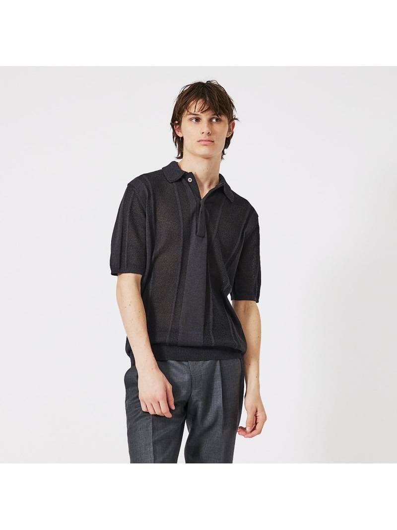 【SALE／20%OFF】DESIGNWORKS 和紙ミックス ポロシャツ デザインワークス トップス ポロシャツ グレー ブラウン ホワイト【RBA_E】【送料無料】｜ Fashion Men
