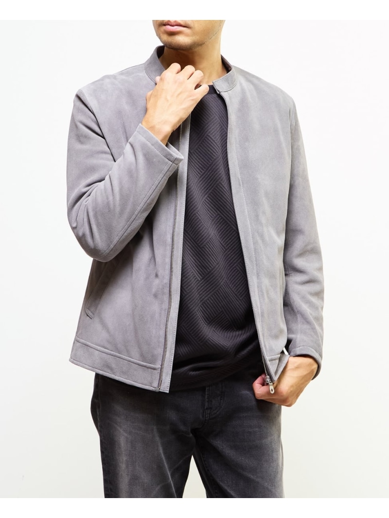 【SALE/30%OFF】MEN'S MELROSE ラムスプリットレザー / シングルライダースブルゾン メンズメルローズ ジャケット・アウター ライダースジャケット グレー【RBA_E】【送料無料】| Fashion Men