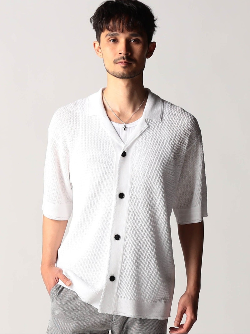 NICOLE CLUB FOR MEN シアージャカードサマーニットシャツ ニコル トップス ニット ホワイト ブルー グレー ブラック【先行予約】*【送料無料】 8,954円