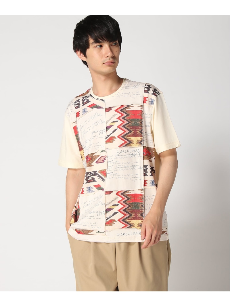 Desigual エスニック柄プリントTシャツ デシグアル トップス カットソー・Tシャツ ホワイト【送料無料】｜ Fashion Men
