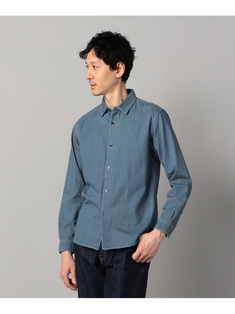 【SALE／19%OFF】COMME CA MEN 加工デニム シャツ コムサメン トップス シャツ・ブラウス ブルー【RBA_E】【送料無料】