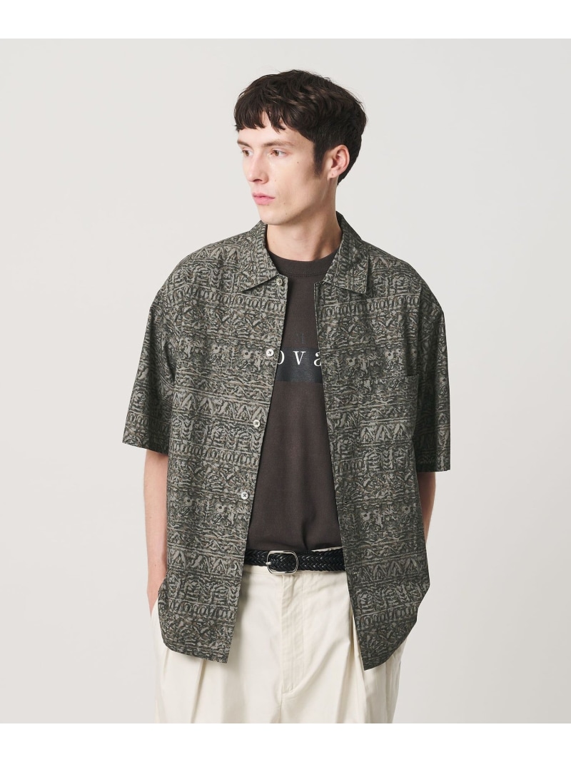 【SALE／30%OFF】BEAUTY&YOUTH UNITED ARROWS ロンシャン エスニック ボーダー キャンプカラー シャツ GRANDE型 ビューティー＆ユース　ユナイテッドアローズ トップス シャツ・ブラウス グレー【RBA_E】【送料無料】｜ Fashion Men
