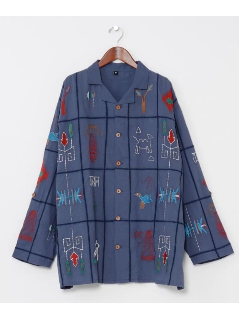 チャイハネ 【チャイハネ】ラジャラン刺しゅうメンズプルオーバー アミナコレクション トップス プルオーバー・トップ 黄色 白いこと 米国海軍【貨物輸送無料】