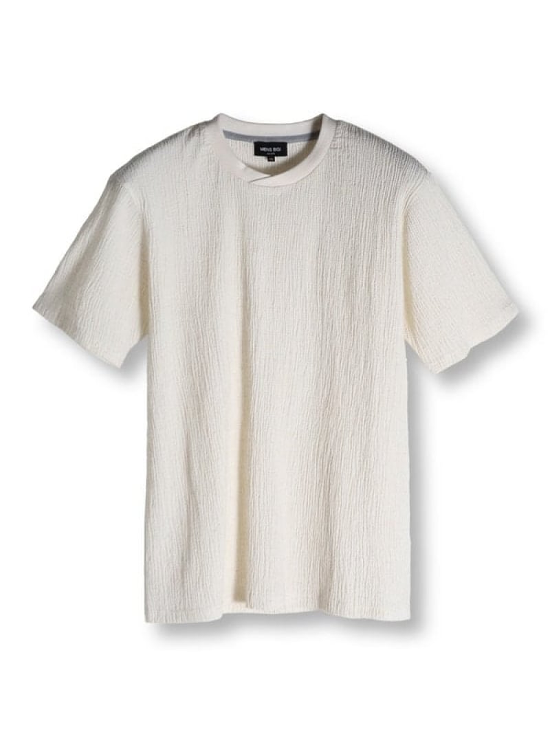 【SALE／35%OFF】MEN'S BIGI リネンブレンド楊柳リブネックTシャツ メンズ ビギ トップス カットソー・Tシャツ ネイビー グレー ピンク ホワイト【RBA_E】【送料無料】