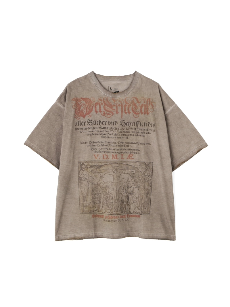 LHP DankeSchon/ダンケシェーン/SPRAY BURN S/S TEE BIBLE エルエイチピー トップス カットソー・ティーシャツ 薄墨色【貨物輸送無料】