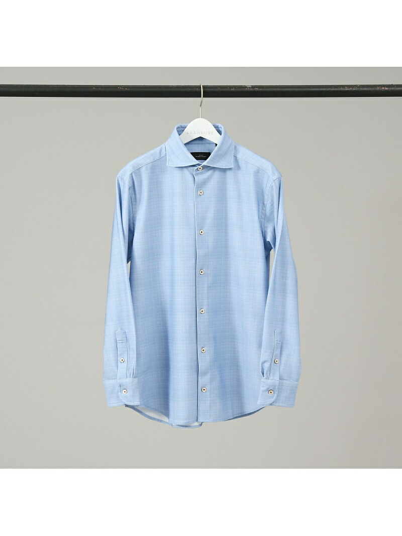 ABAHOUSE LASTWORD 【FLEX SHIRTS】トランスファーテックス スラブチェック シャツ アバハウス トップス シャツ・ブラウス ホワイト ブルー【送料無料】