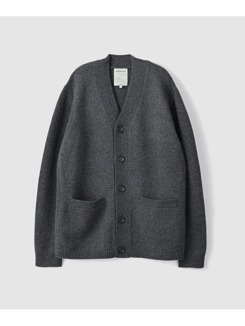 ANNUAL Line cardigan アニュアル トップス ニット ホワイト ネイビー イエロー グレー【送料無料】