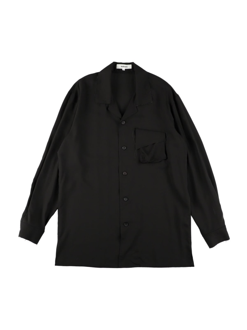 sulvam 【26SS】<sulvam>オープンカラーレーヨンシャツ サルバム トップス シャツ・ブラウス ホワイト ブラック【送料無料】