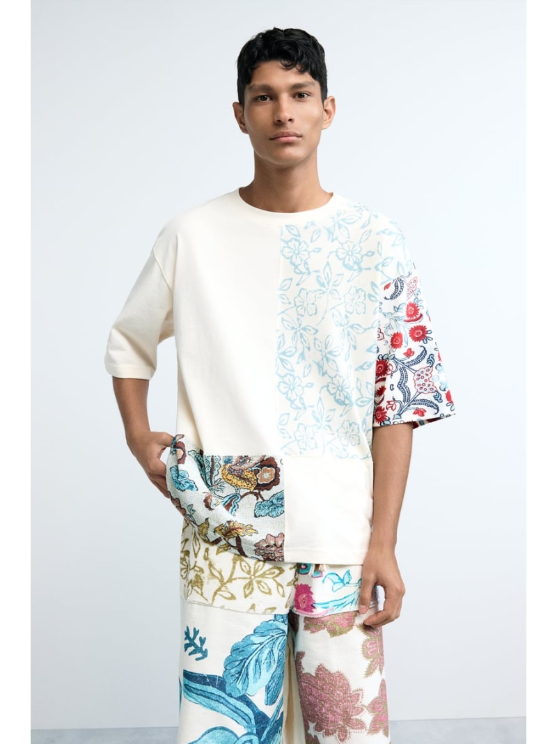 Desigual パッチワークTシャツ デシグアル トップス カットソー・Tシャツ ホワイト【送料無料】