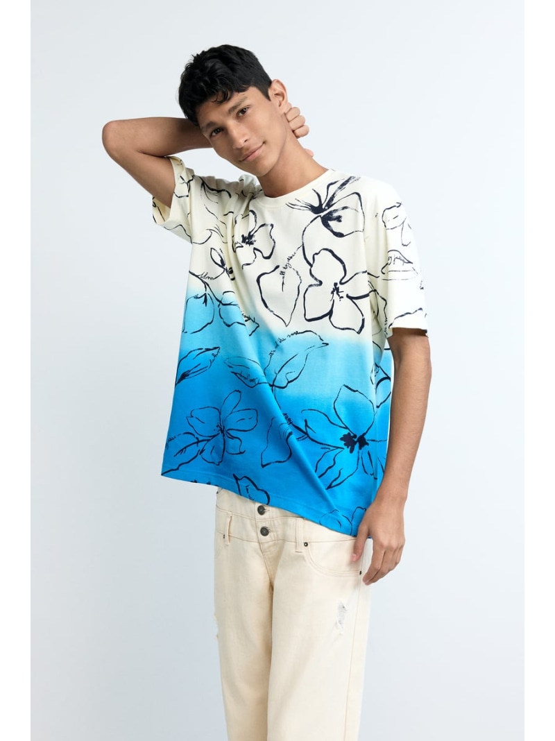 Desigual トロピカルグラデーションTシャツ デシグアル トップス カットソー・Tシャツ【送料無料】| Fashion Men