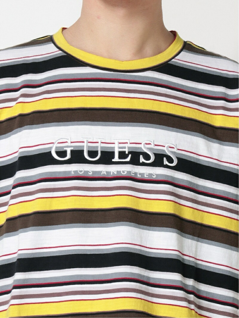 guess originals ashton striped crew tee