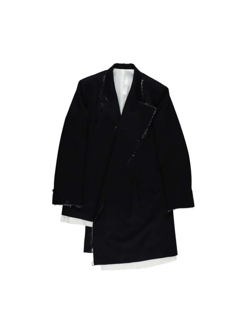 【SALE／40%OFF】sulvam 【26SS】＜sulvam＞ギャバジンアシンメトリーロングジャケットコート サルバム ジャケット・アウター テーラードジャケット・ブレザー 黒いこと【RBA_E】【貨物輸送無料】