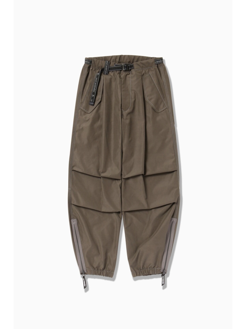 and wander high count cloth side zip hem pants アンドワンダー パンツ その他のパンツ カーキグリーン ブラック グリーン【送料無料】