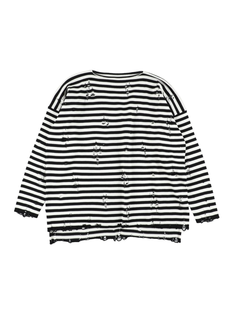 【SALE／40%OFF】sulvam 【26SS】＜sulvam＞ダメージボーダーニット サルバム トップス 編み物 黒いこと 青色 赤いこと【RBA_E】【貨物輸送無料】