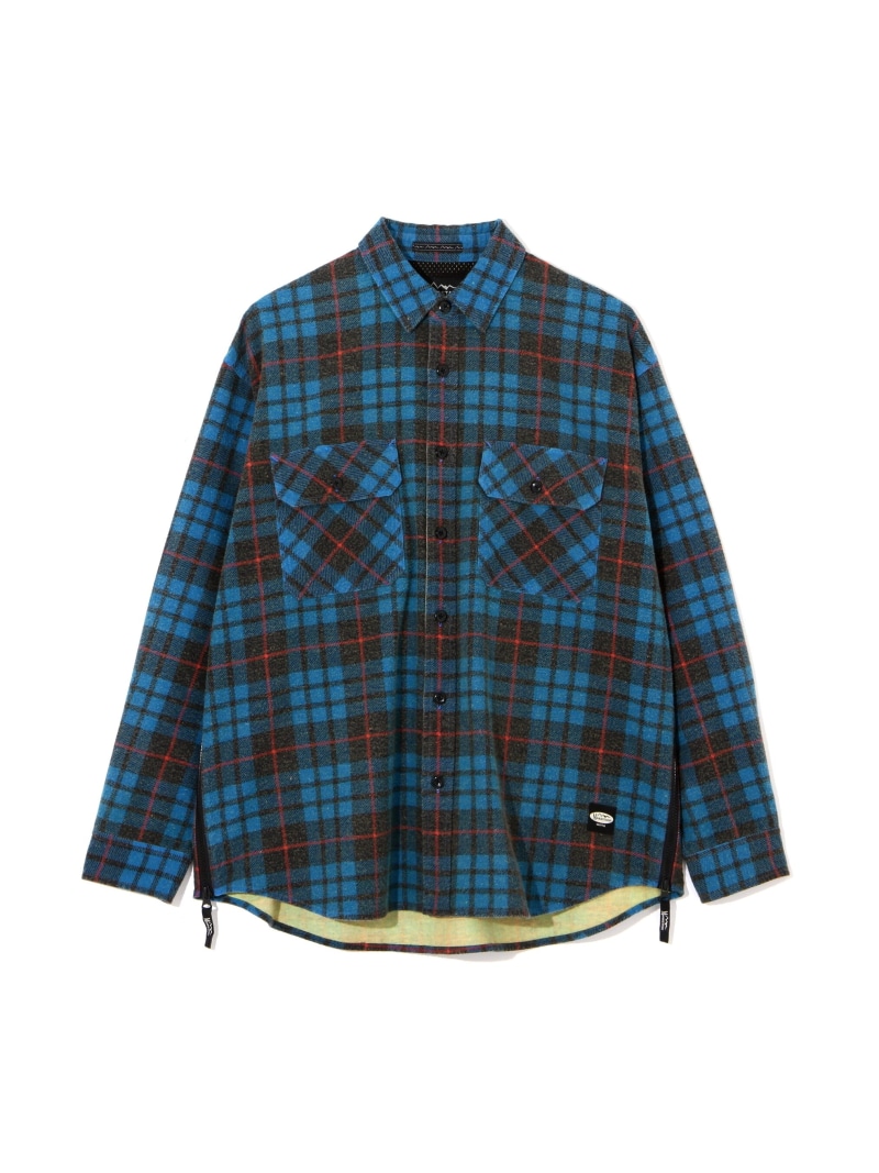 【SALE／30%OFF】MANASTASH MANASTASH/マナスタッシュ/ZIP FLANNEL SHIRTS/ジップフランネルシャツ マナスタッシュ トップス シャツ・ブラウス ブルー レッド【RBA_E】【送料無料】