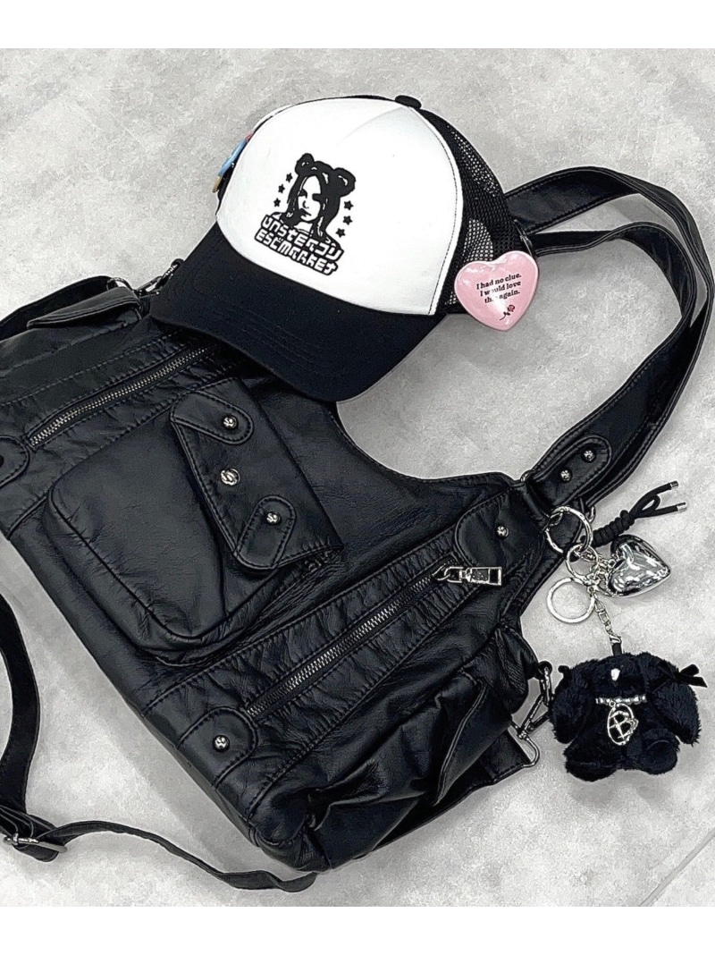 nmtc + 【nmtc+】2way coating pocket shoulder bag / 鞄 バッグ ショルダーバッグ ネバーマインドザエックスユー／チカシツプラス バッグ ショルダーバッグ ブラック【先行予約】*【送料無料】