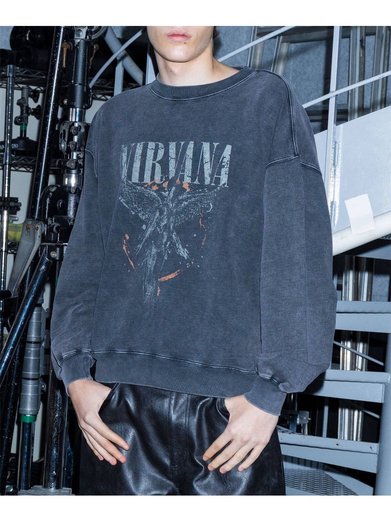 monkey time BEAUTY&YOUTH UNITED ARROWS ＜NIRVANA * monkey time＞プリント クルーネック スウェット ビューティー＆ユース　ユナイテッドアローズ トップス カットソー・Tシャツ ブラック【送料無料】