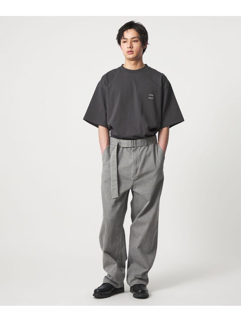 CITEN ＜CITEN＞ベルテッドウォッシュツイルパンツ シテン パンツ その他のパンツ グレー ベージュ【送料無料】