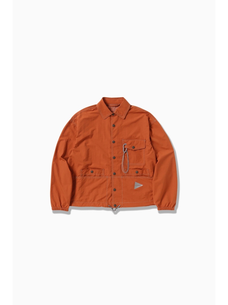 and wander crinkled nylon shirts jacket アンドワンダー トップス シャツ・ブラウス オレンジ グレー ブラック【送料無料】