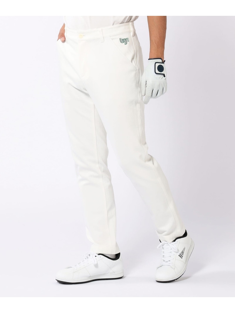 【SALE／30%OFF】BEAMS GOLF ORANGE LABEL ＜MEN＞ORANGE LABEL / USロゴ ストレッチツイルパンツ ビームス ゴルフ パンツ その他のパンツ ネイビー ホワイト【RBA_E】【送料無料】 10,680円