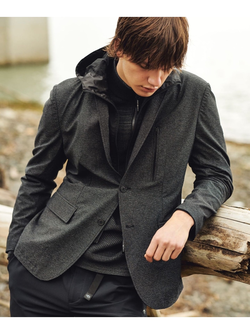 JOSEPH ABBOUD 【フードが外せる】メランジハイパワー2wayストレッチ ジャケット ジョセフアブード ジャケット・アウター テーラードジャケット・ブレザー グレー カーキグリーン【送料無料】