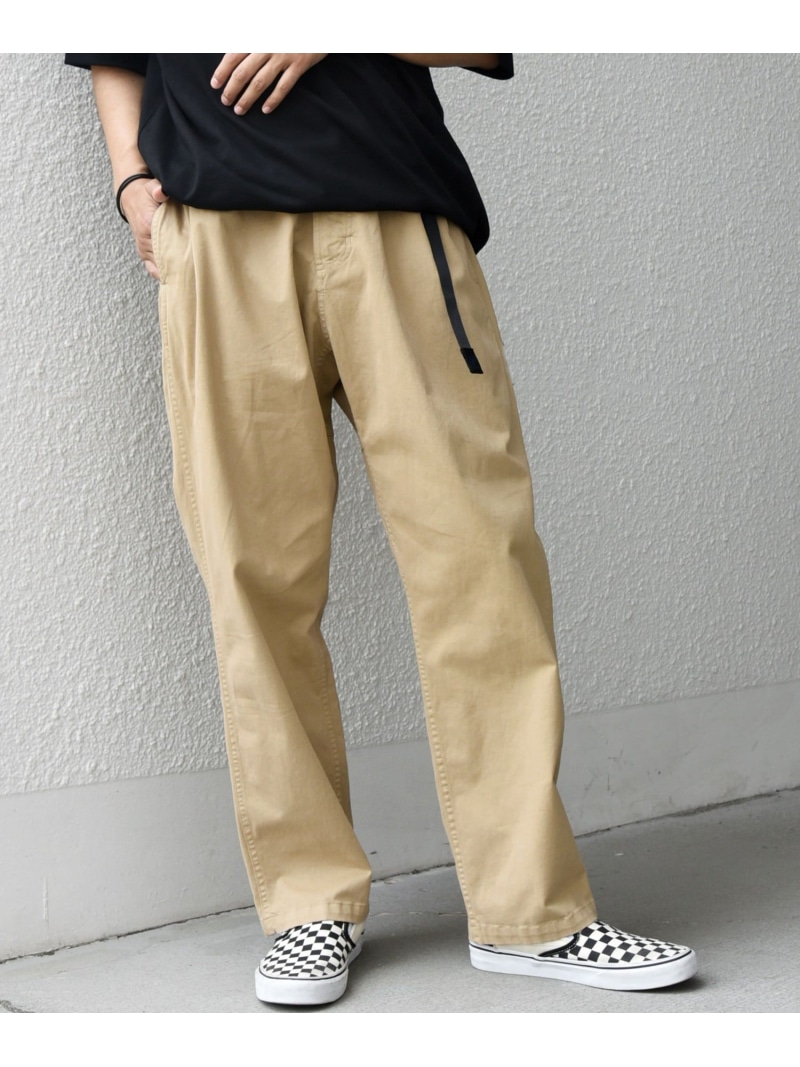 SHIPS any 【SHIPS any別注】Gramicci: ルーズ テーパード ストレッチ チノパンツ◇ シップス パンツ チノパンツ ベージュ ブラック グリーン【送料無料】