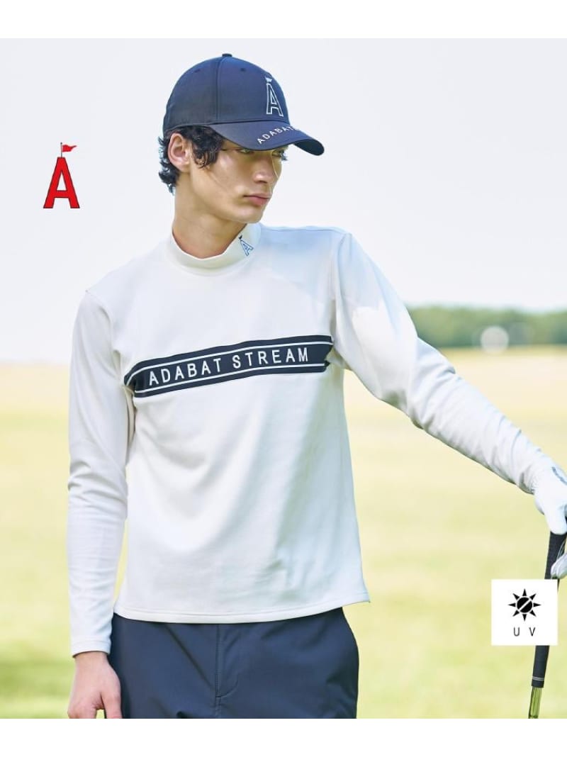 ADABAT STREAM 【UVカット】フロントロゴモックネックT アダバット トップス カットソー・Tシャツ ブラック ホワイト【送料無料】