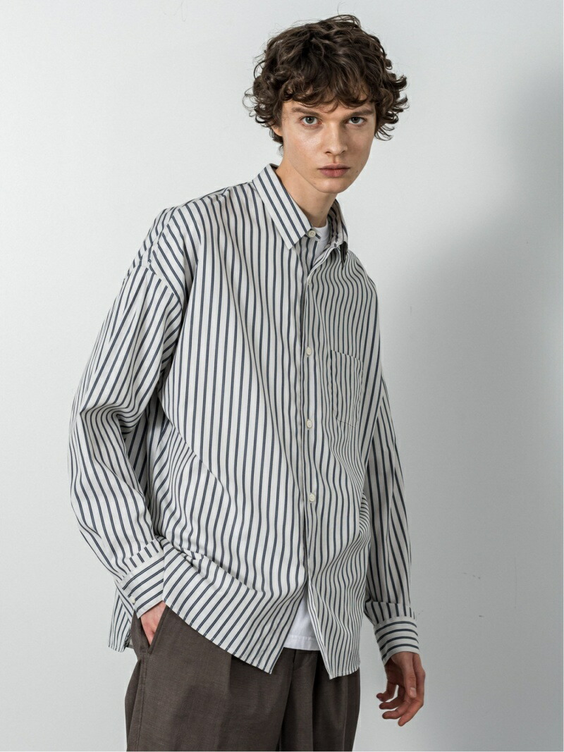 最終値下げ Slick M 100 2ヴィンテージストライプドロップショルダーシャツ スリック シャツ ブラウス 長袖シャツ ホワイト ブルー ベージュ お気にいる Www Newtravelerpr Com