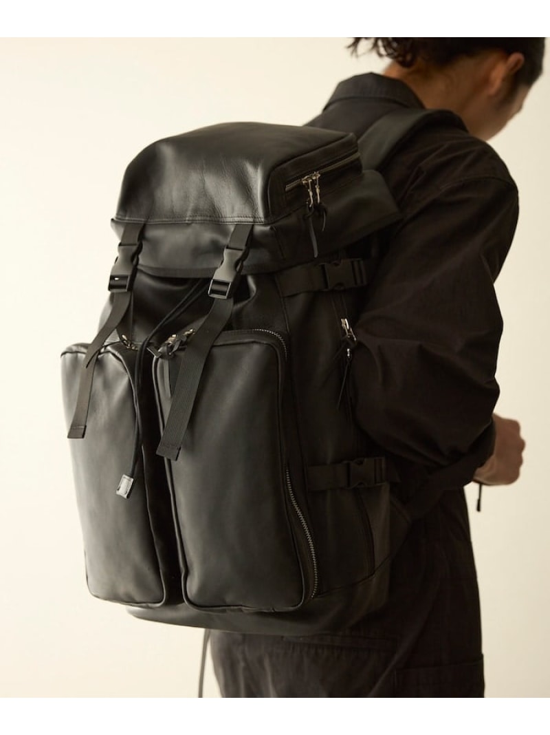 【SALE／30%OFF】Firsthand Leather Backpack L / レザーバックパック / 牛皮 / 撥水なめし革 / マイコン捩り付き添い人 26SS フリークスストア 御徒面子 背嚢・うしろ側容器に並べる 黒いこと【RBA_E】【貨物輸送無料】 メンズバッグ-バッグ