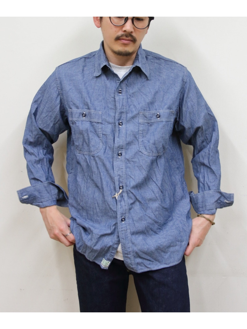 orSlow orSlow / オアスロウ リラックスフィットシャンブレーワークシャツ 01-8270 ステップス トップス シャツ・ブラウス ブルー【先行予約】*【送料無料】