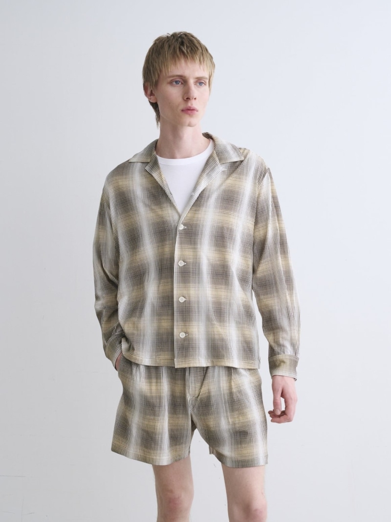 【SALE／50%OFF】three dots Men's shadow check print shirt スリードッツ トップス シャツ・ブラウス【RBA_E】【送料無料】