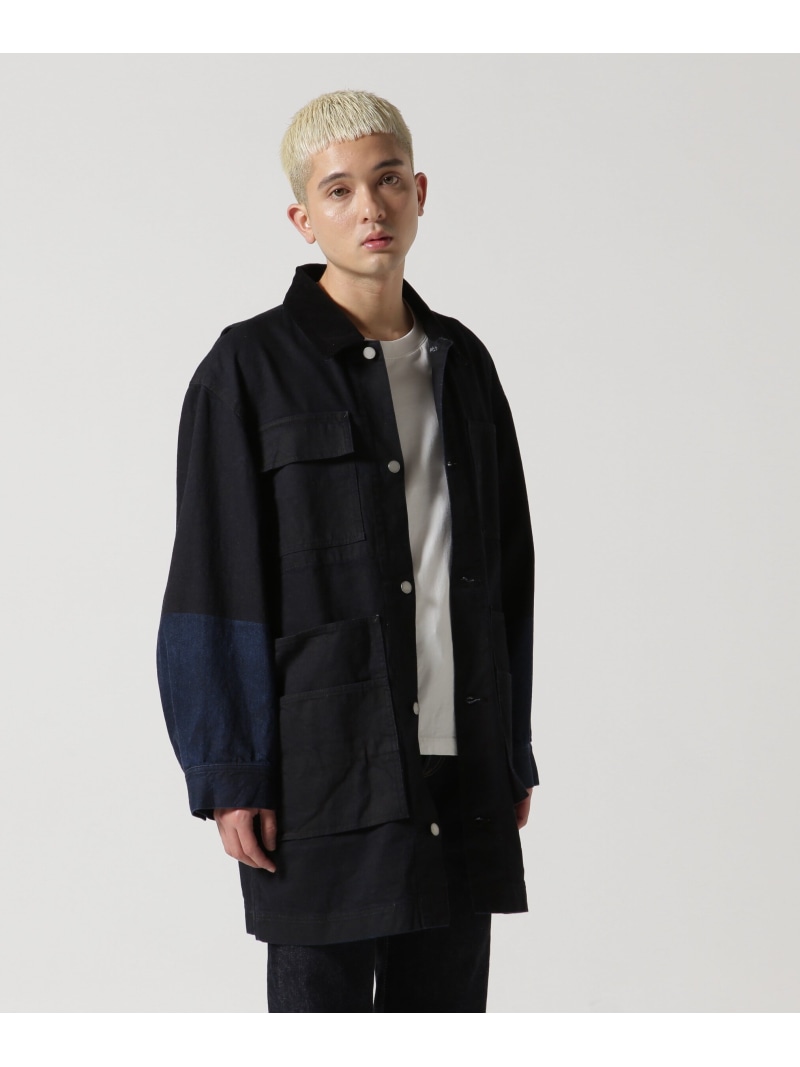 【SALE／50%OFF】GARDEN TOKYO YOKE/ヨーク/DENIM COVERALL HALF COAT ガーデン ジャケット・アウター その他のジャケット・アウター ブラック ホワイト【RBA_E】【送料無料】｜ Fashion Men