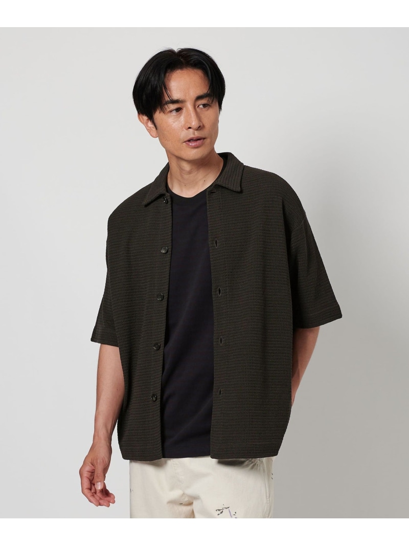 【SALE／50%OFF】BEAUTY&YOUTH UNITED ARROWS パナマ ショートスリーブ ニットシャツ ユナイテッドアローズ アウトレット トップス カーディガン グレー ホワイト【RBA_E】【送料無料】