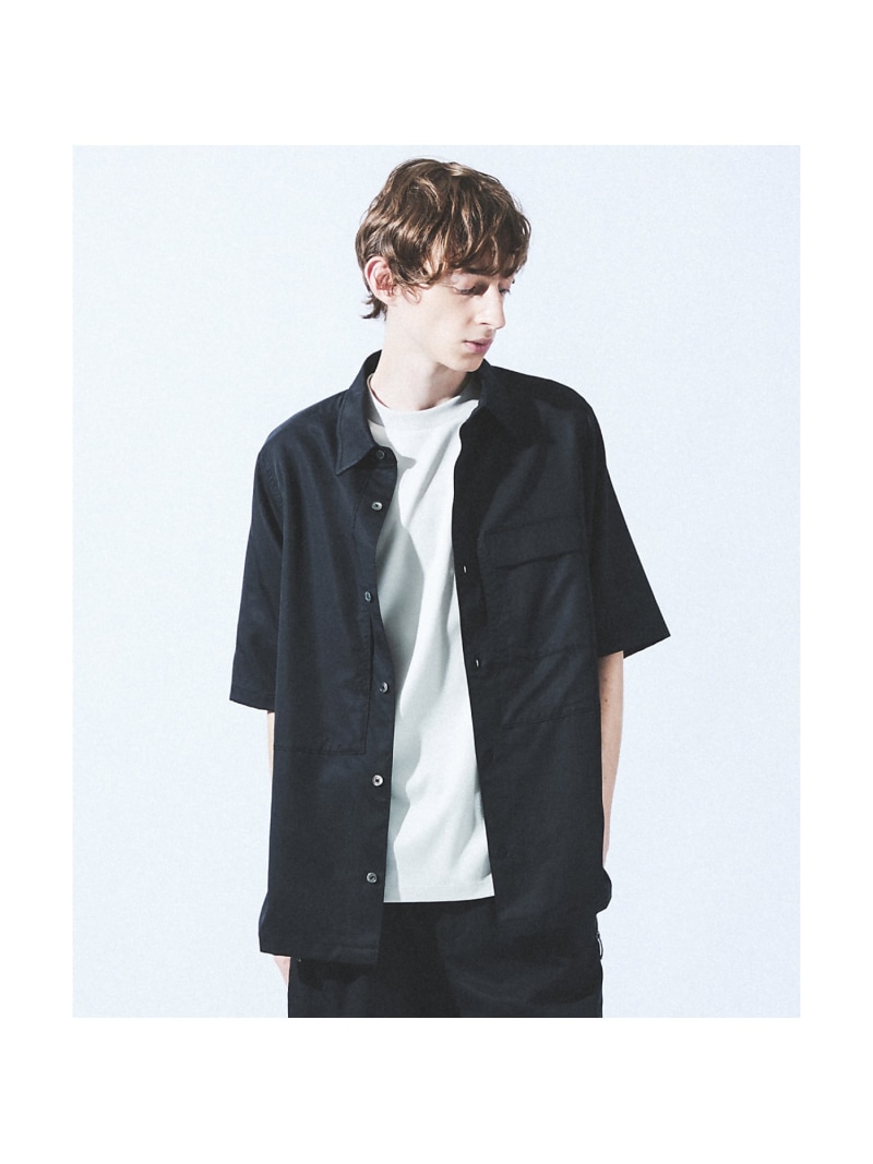 DESIGNWORKS 【セットアップ対応】フィブリル パッチワーク 半袖シャツ デザインワークス トップス シャツ・ブラウス ブラック【送料無料】