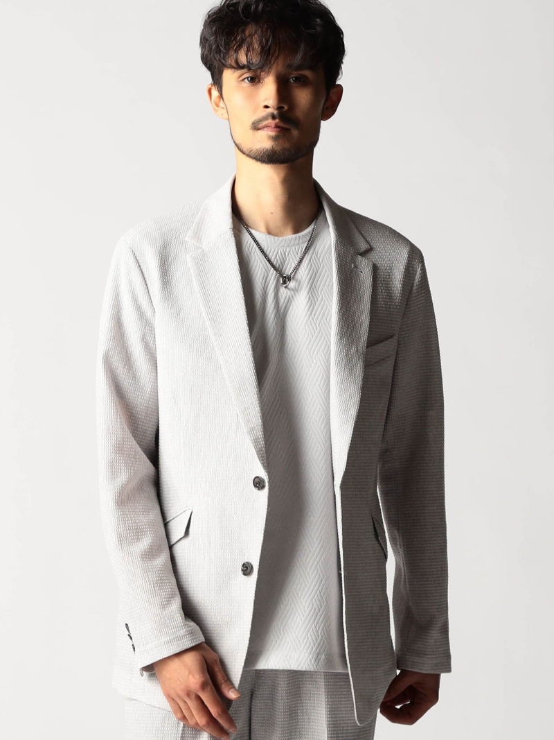 NICOLE CLUB FOR MEN ワッフルサッカープリント2Bジャケット ニコル ジャケット・アウター その他のジャケット・アウター グレー ブラック【送料無料】